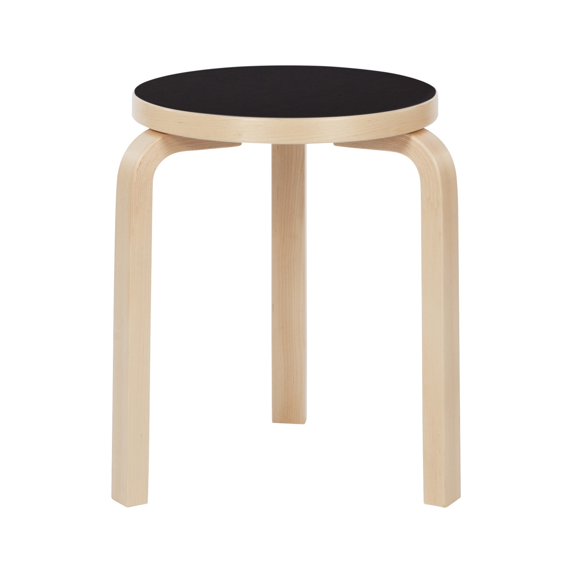 Artek – Stool 60, birch + black lino seat