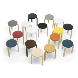 Artek – Stool 60, birch + white HPL laminate seat