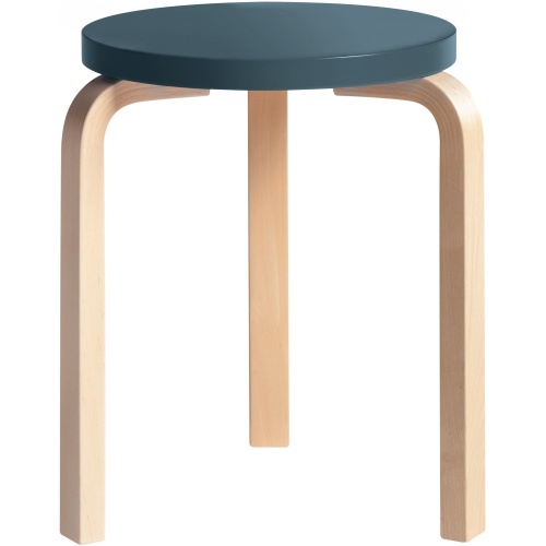 Artek – Stool 60, bouleau + assise bleu