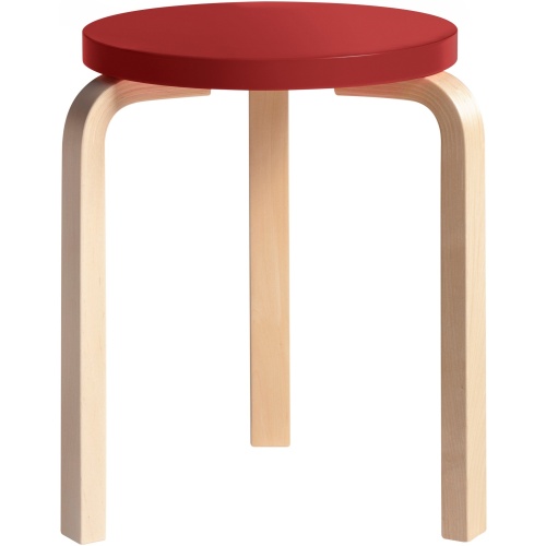 Artek – Stool 60, birch + red seat