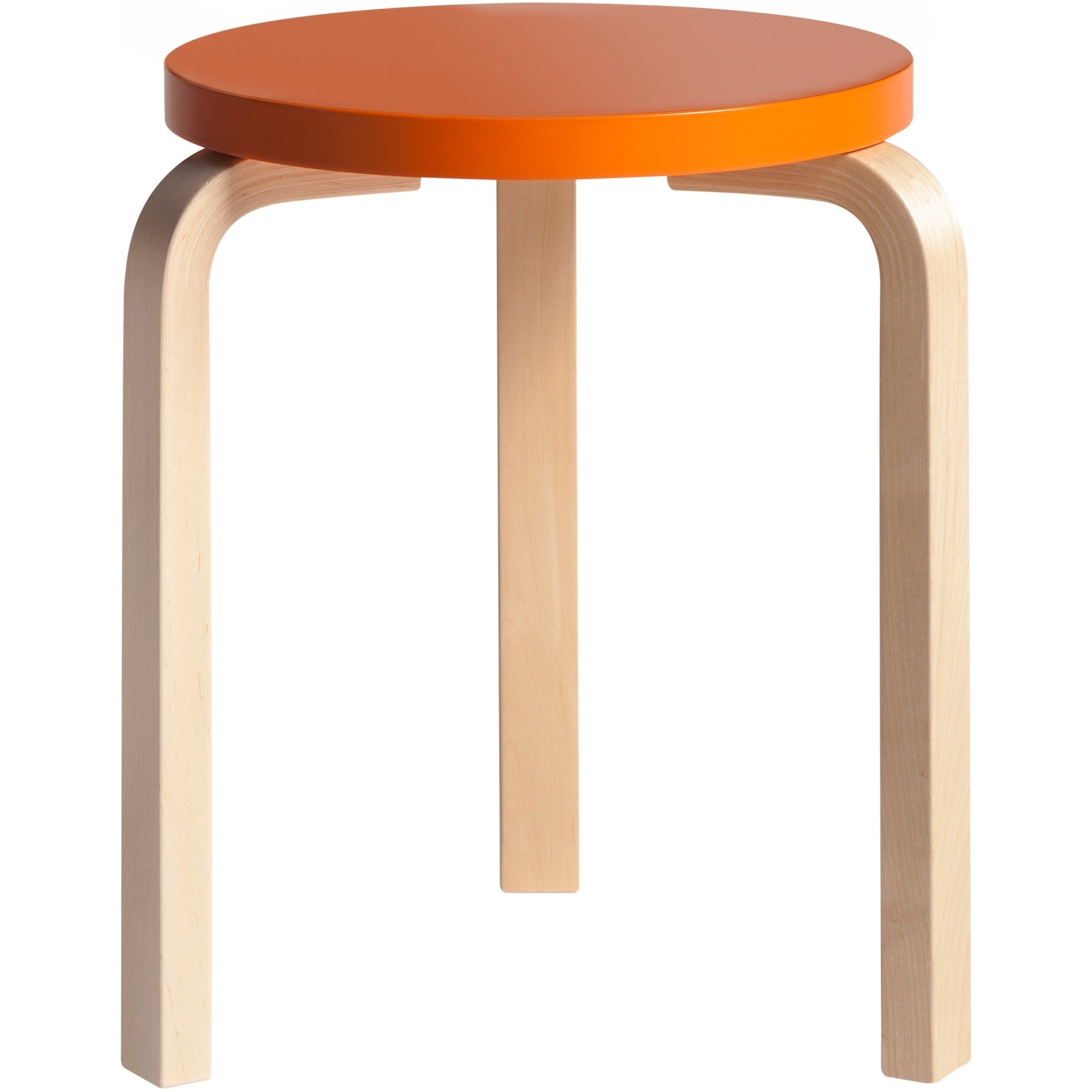 Artek – Stool 60, birch + orange seat