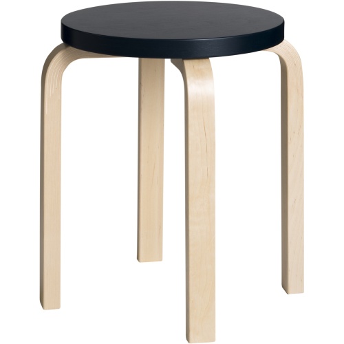 noir laqué / bouleau - Stool E60 - édition classique - Artek