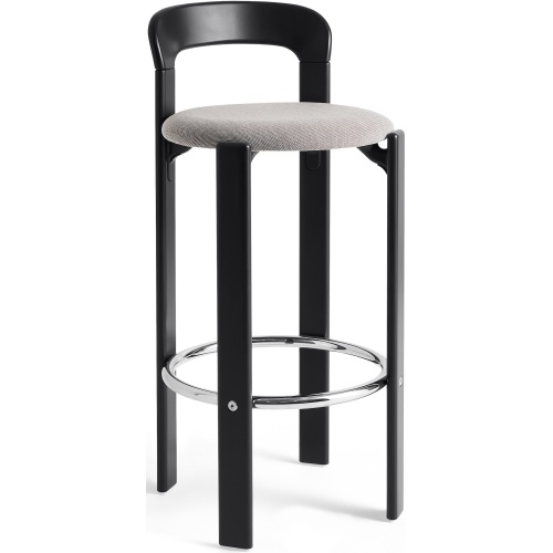 Tabouret de bar REY H75cm, Noir profond + Steelcut trio 124 - HAY