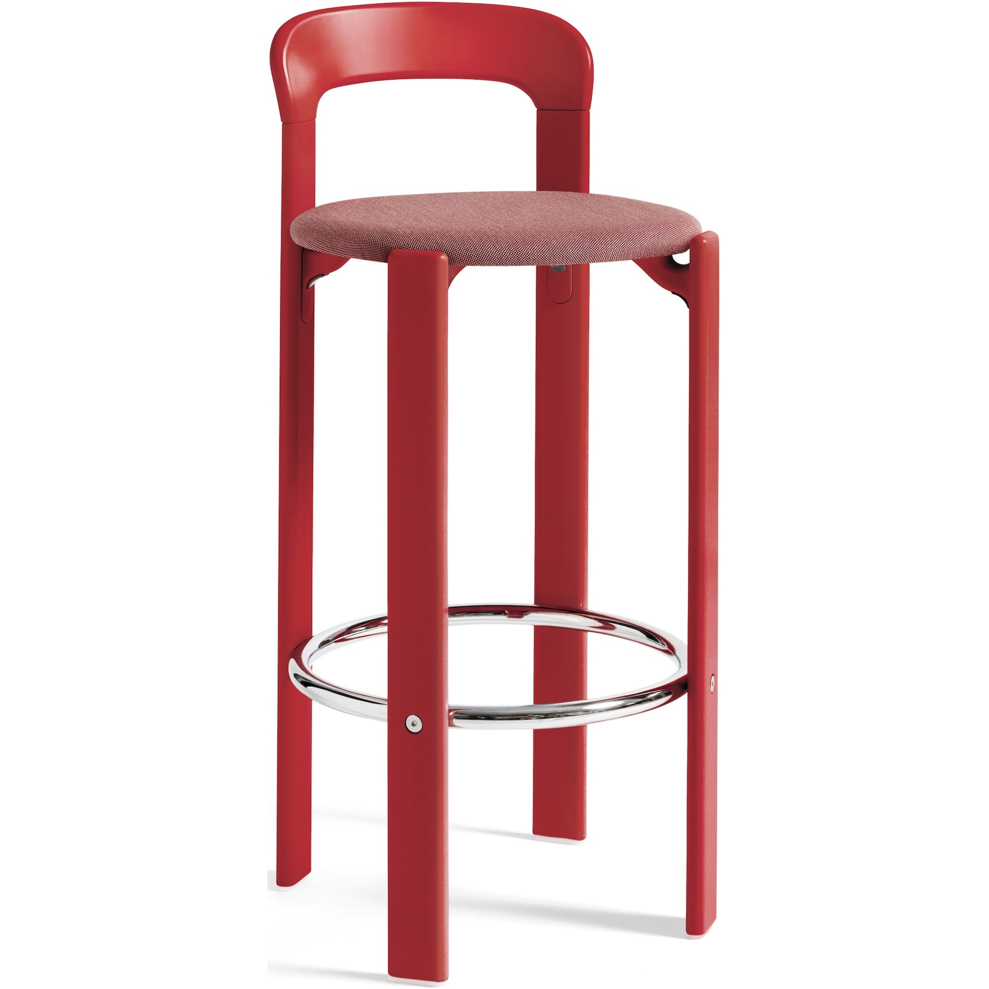 Tabouret de bar REY H75cm, Rouge Scarlet + Steelcut trio 636 - HAY