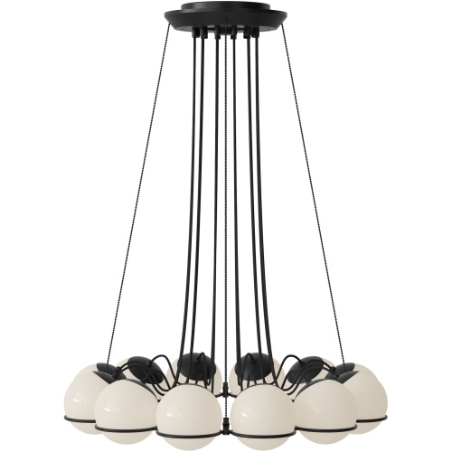 Astep – Model 2109/12/14 pendant, black + opal glass