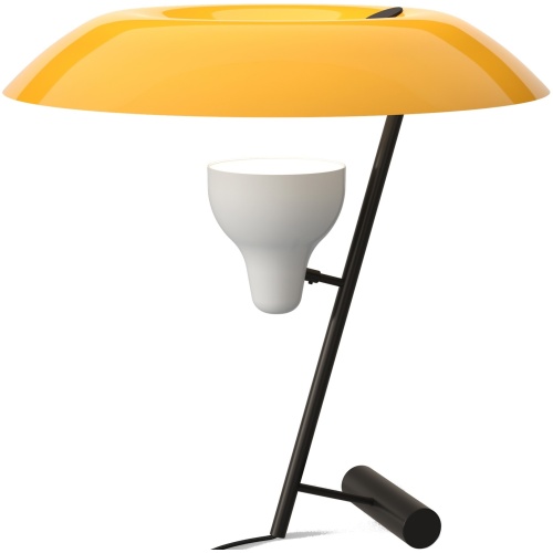 Astep – Lampe de table Model 548, jaune et laiton bruni foncé