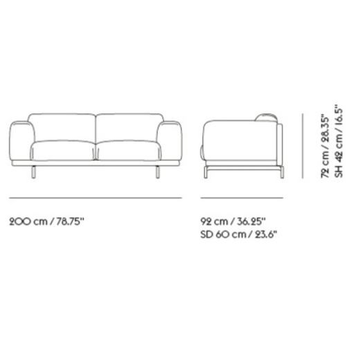 Muuto – Customize your Rest sofa 2-seater, metal legs