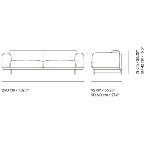 Muuto – Customize your rest sofa 3-seater, metal legs