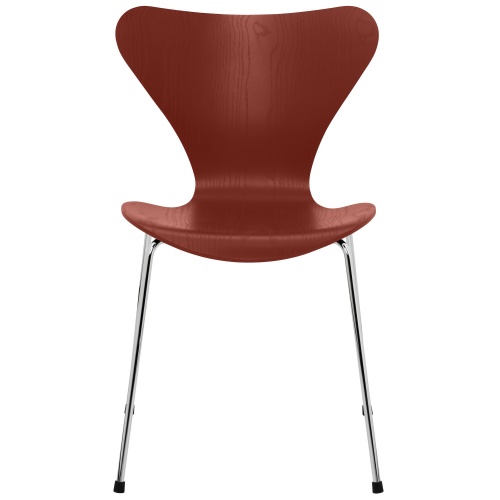 Series 7 chair (n°3107) – Venetian Red / Chrome – Coloured ash – Fritz Hansen