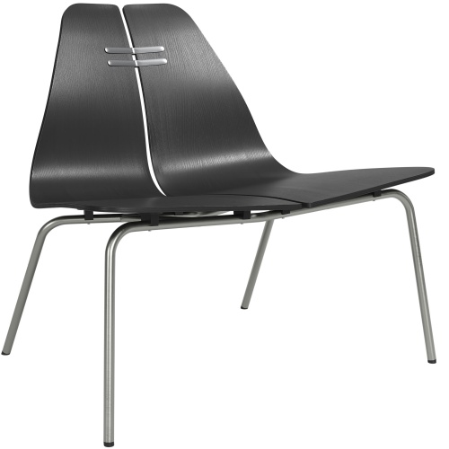 Fauteuil PK23 – Frêne teinté noir / Acier inoxydable brossé – Fritz Hansen