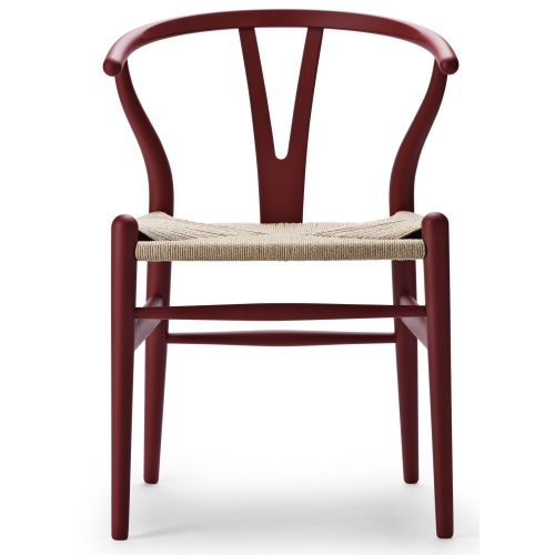 Chaise Wishbone CH24 – rouge Soft, corde de papier naturelle – Carl Hansen & Søn