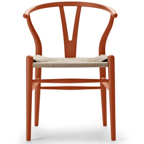 CH24 Wishbone chair – Soft orange, natural papercord – Carl Hansen & Søn