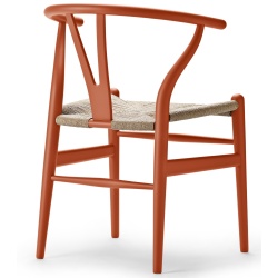 Carl Hansen & Søn – Chaise Wishbone CH24 – orange Soft, corde de papier naturelle