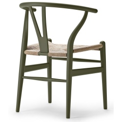 Carl Hansen & Søn – Chaise Wishbone CH24 – vert olive Soft, corde de papier naturelle