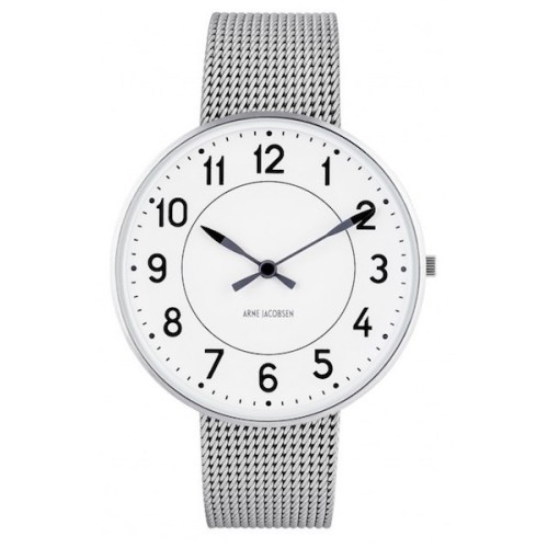 SOLD OUT Ø40mm - brushed steel mesh strap / white dial / brushed steel bezel - Station watch