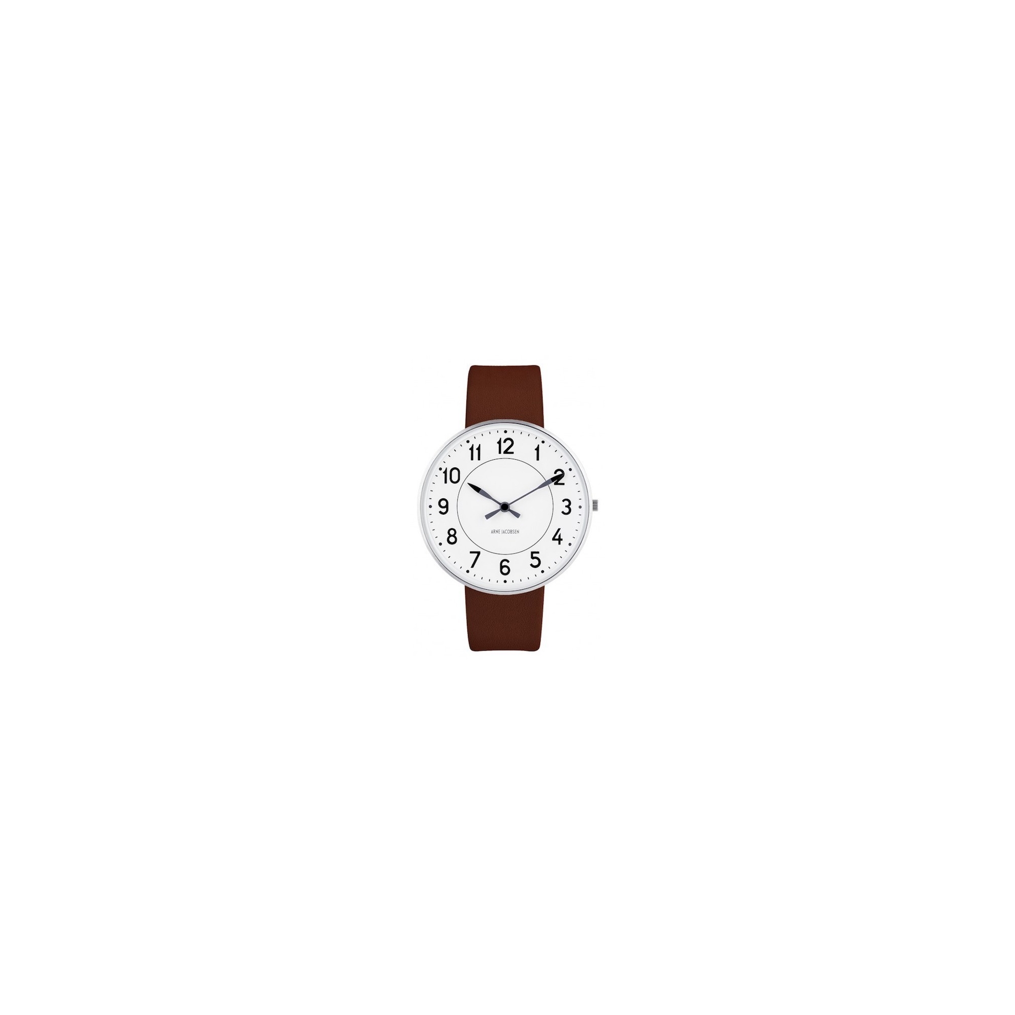 ÉPUISÉ Ø40mm - brown leather strap / white dial / brushed steel bezel - Station watch