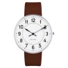 ÉPUISÉ Ø40mm - bracelet cuir marron / fond blanc / cadre métal brossé - montre Station