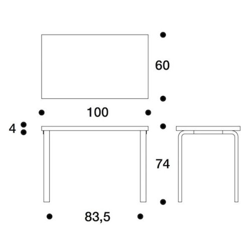 100x60cm - 80B table - Artek