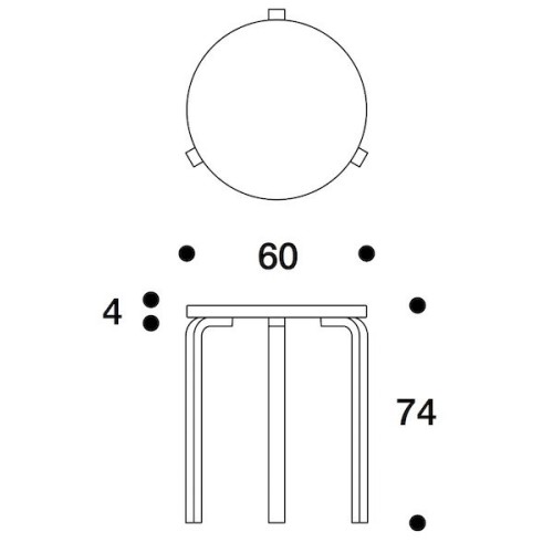 Ø60cm - 90C table - Artek