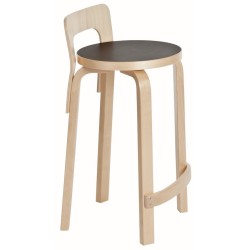 bouleau + linoléum noir - tabouret K65 - Artek