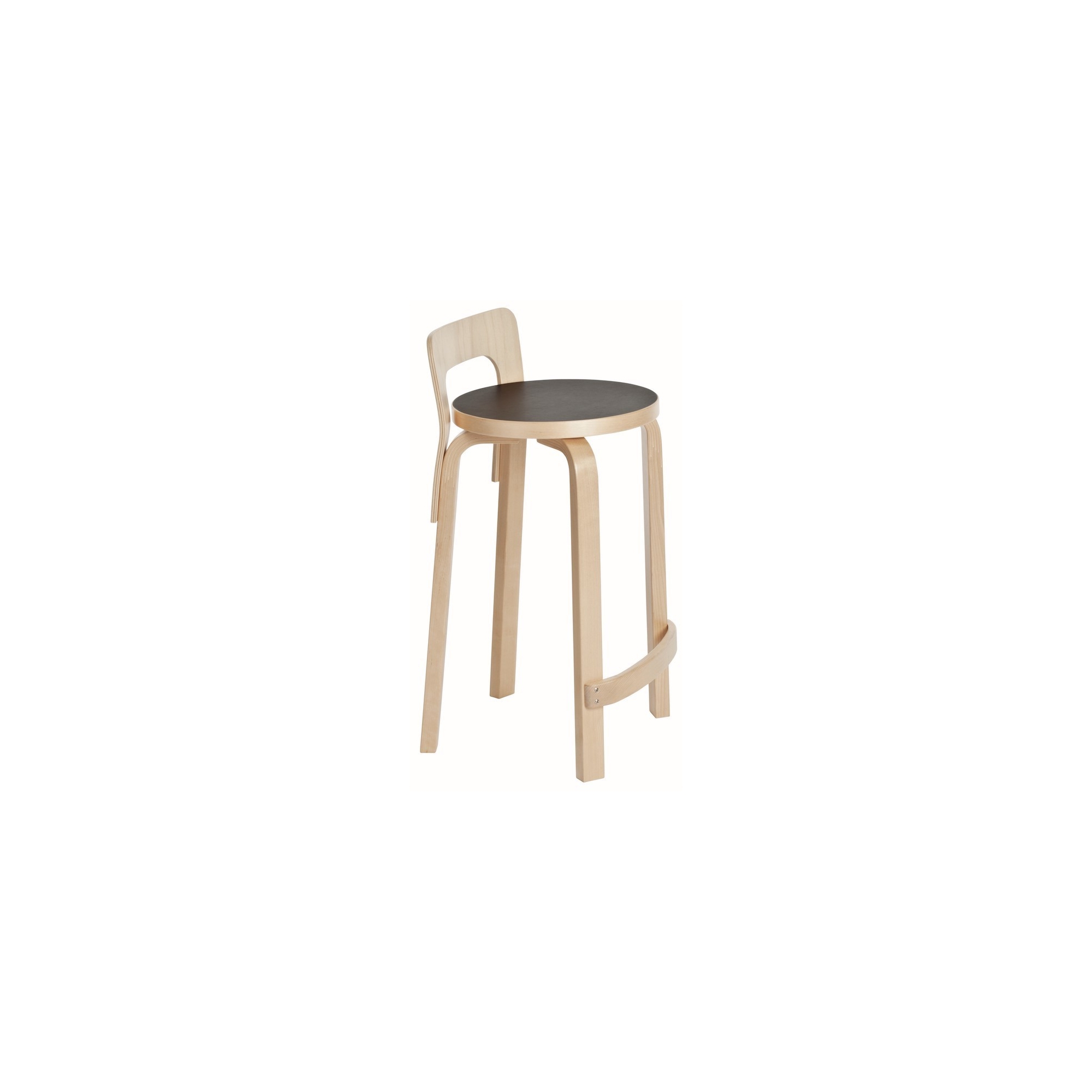 bouleau + linoléum noir - tabouret K65 - Artek