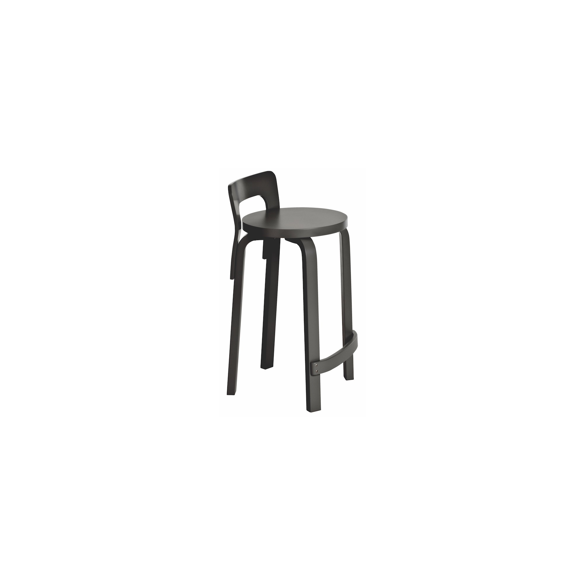 bouleau peint en noir - tabouret K65 - Artek