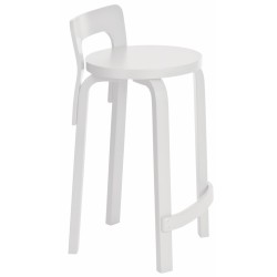 bouleau peint en blanc - tabouret K65 - Artek