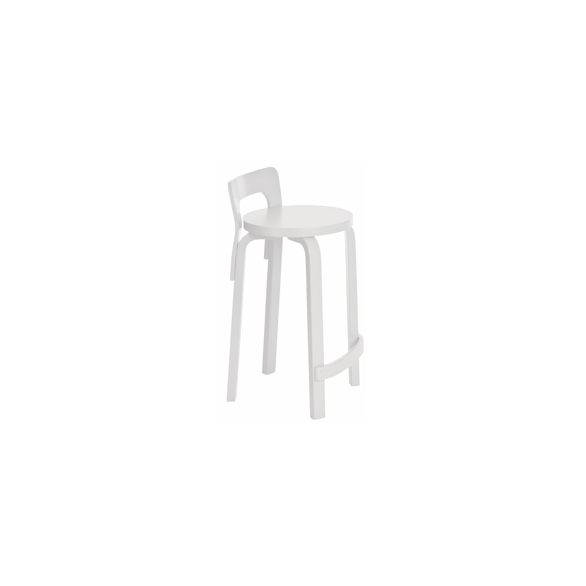 bouleau peint en blanc - tabouret K65 - Artek