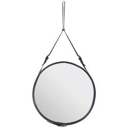 ø45cm - Black Leather - Adnet circular mirror - Gubi