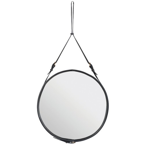 ø45cm - Black Leather - Adnet circular mirror - Gubi