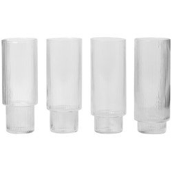 4 x verres long drink Ripple transparents - Ferm Living