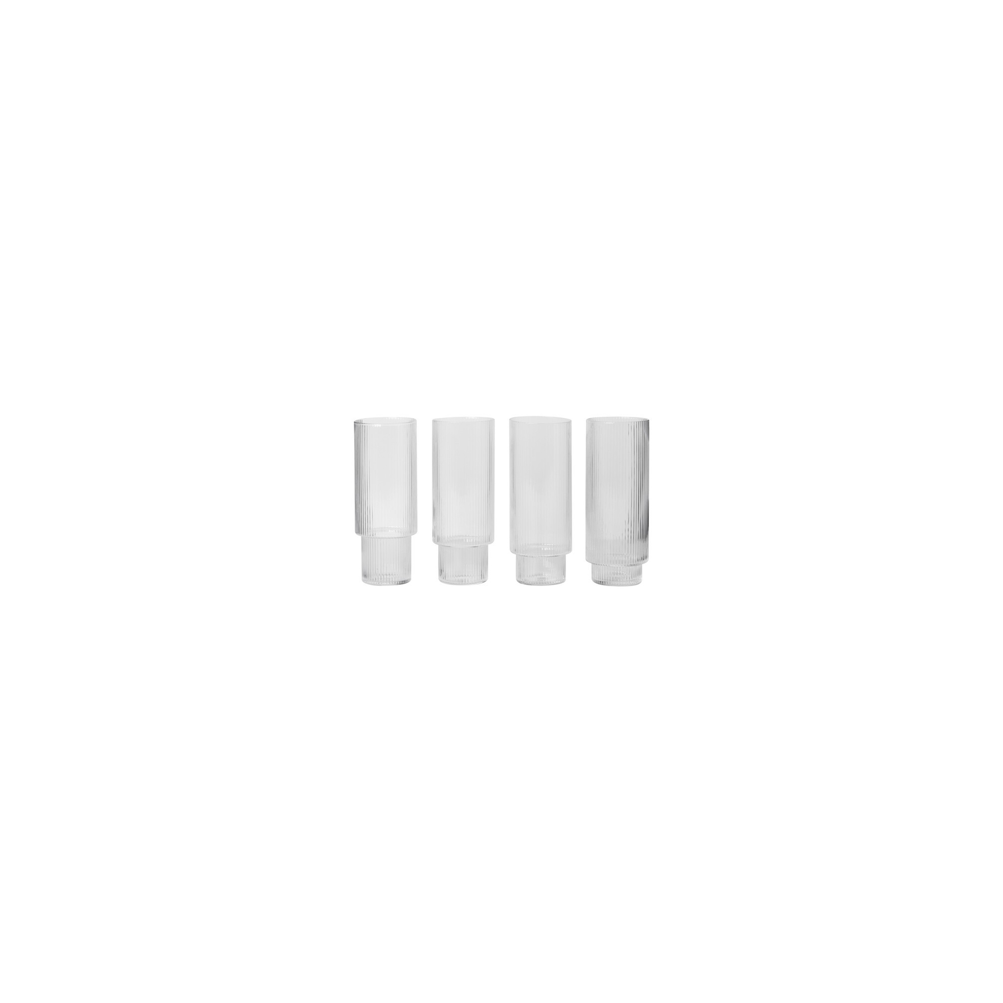 4 x clear long drink glasses Ripple - Ferm Living