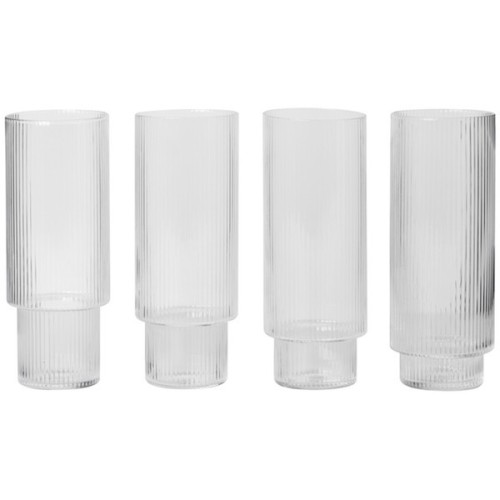 4 x verres long drink Ripple transparents - Ferm Living