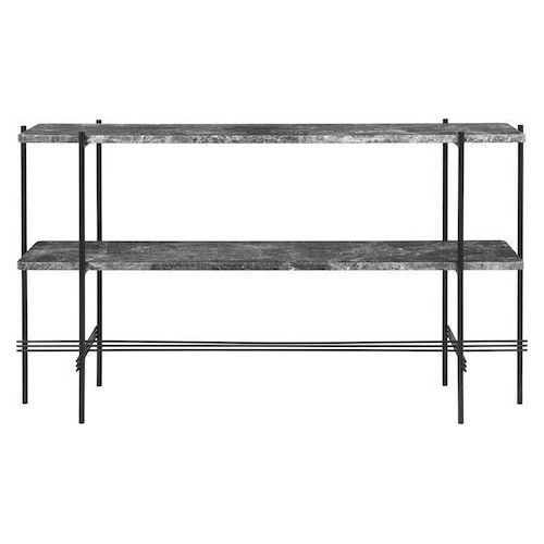 grey marble - 2 trays - black base - TS rectangular console - Gubi