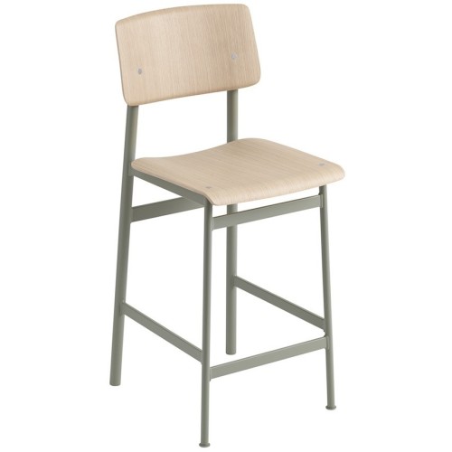 H65cm - dusty green/chêne - tabouret de bar Loft - Muuto