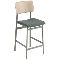 H65cm - Steelcut Trio 966 + dusty green/chêne - tabouret de bar Loft - Muuto