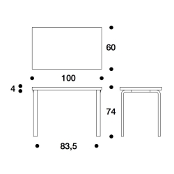 100x60cm - table 80B blanche - Artek