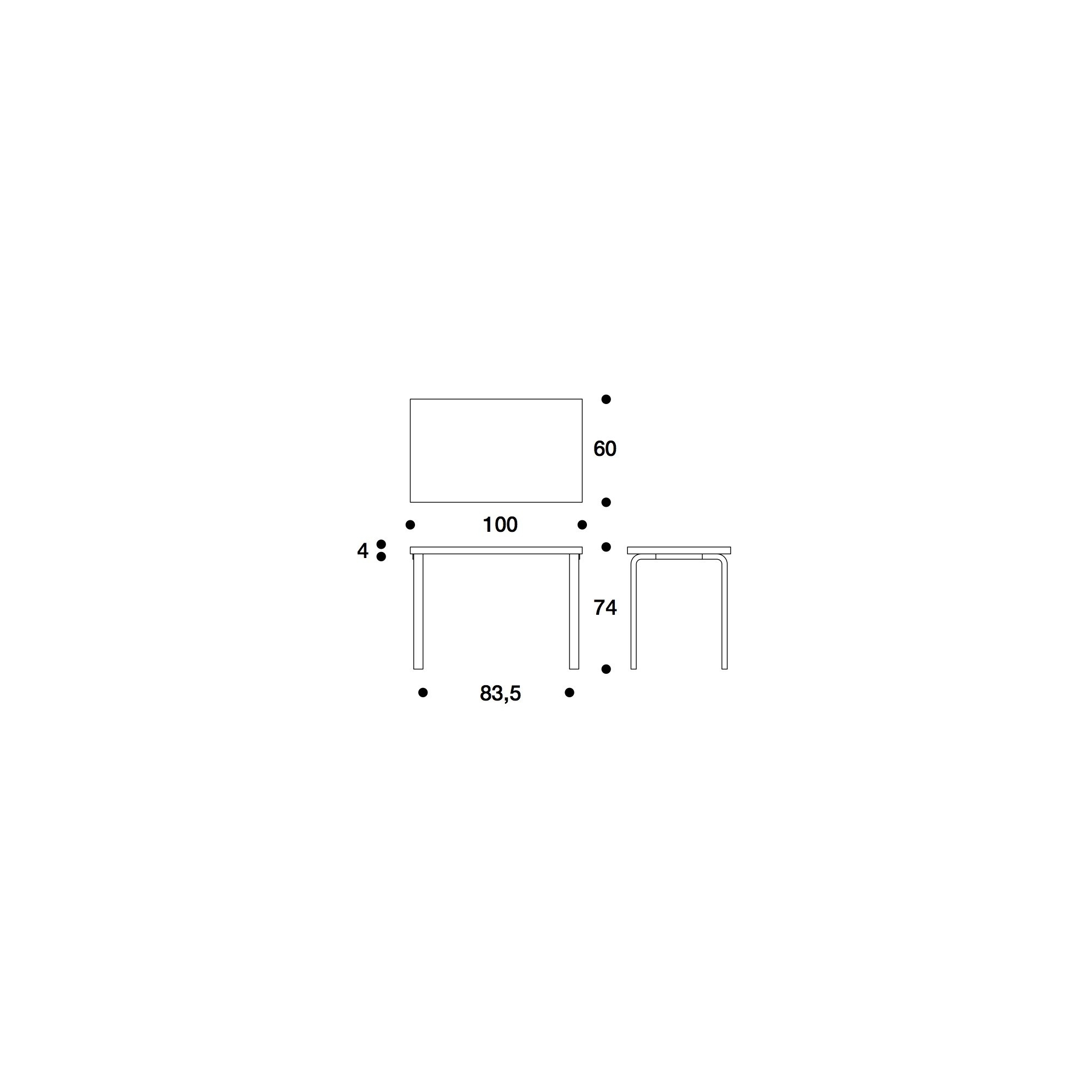 100x60cm - white 80B table - Artek