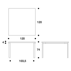 120x120cm - table 84 blanche - Artek