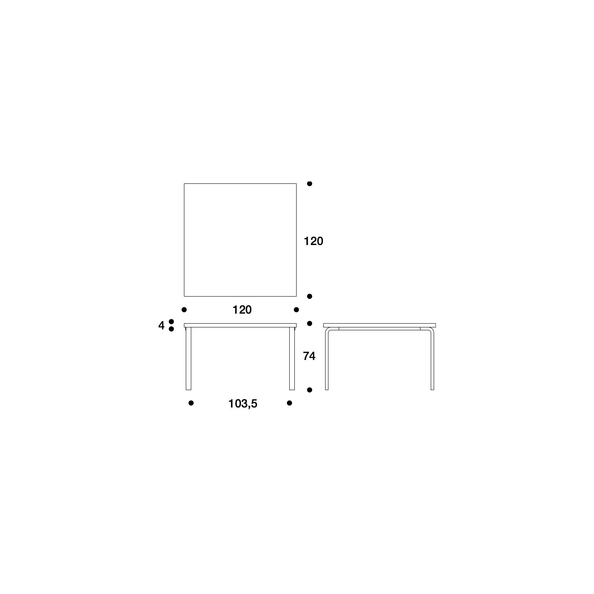 120x120cm - table 84 blanche - Artek