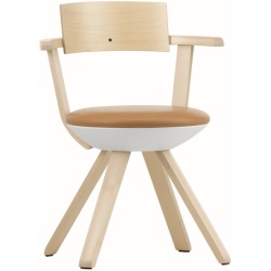 KG002 - caramel leather + lacquered birch - Rival chair - Artek