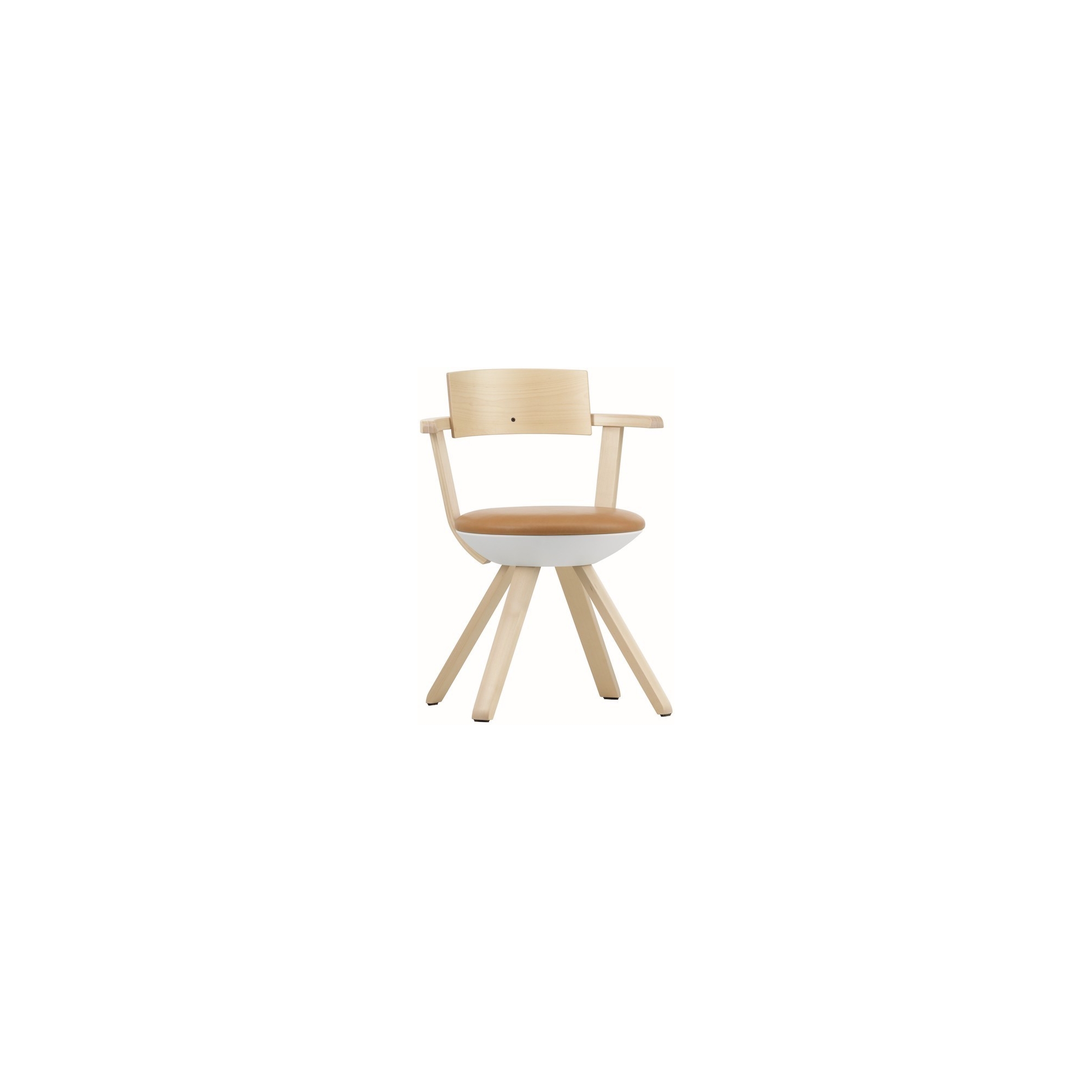 KG002 - caramel leather + lacquered birch - Rival chair - Artek