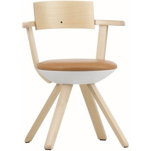 KG002 - caramel leather + lacquered birch - Rival chair - Artek