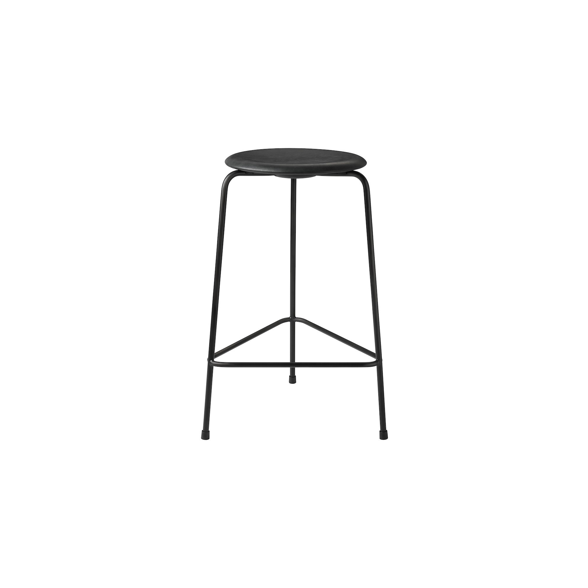 Tabouret High Dot Counter, 3 pieds – Cuir Intense noir / Noir mat - Fritz Hansen