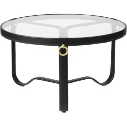 black leather - Ø70cm - Adnet coffee table - Gubi