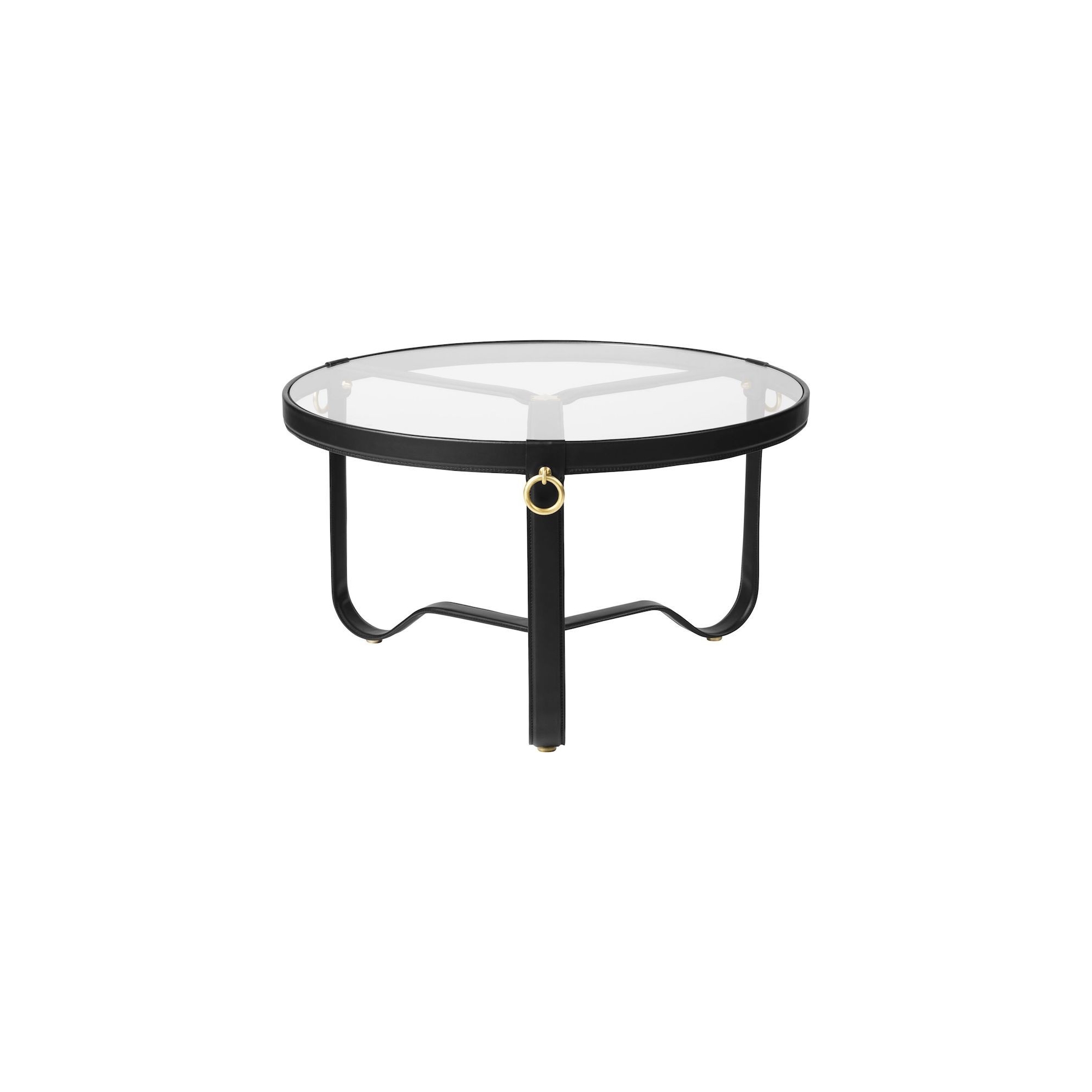 black leather - Ø70cm - Adnet coffee table - Gubi