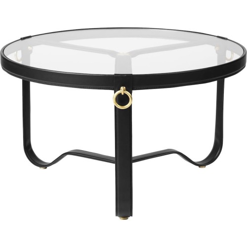 black leather - Ø70cm - Adnet coffee table - Gubi