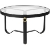 black leather - Ø70cm - Adnet coffee table - Gubi