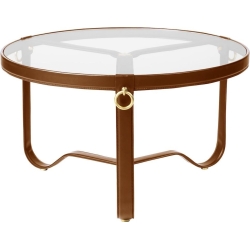 cuir brun - Ø70cm - table basse Adnet - Gubi