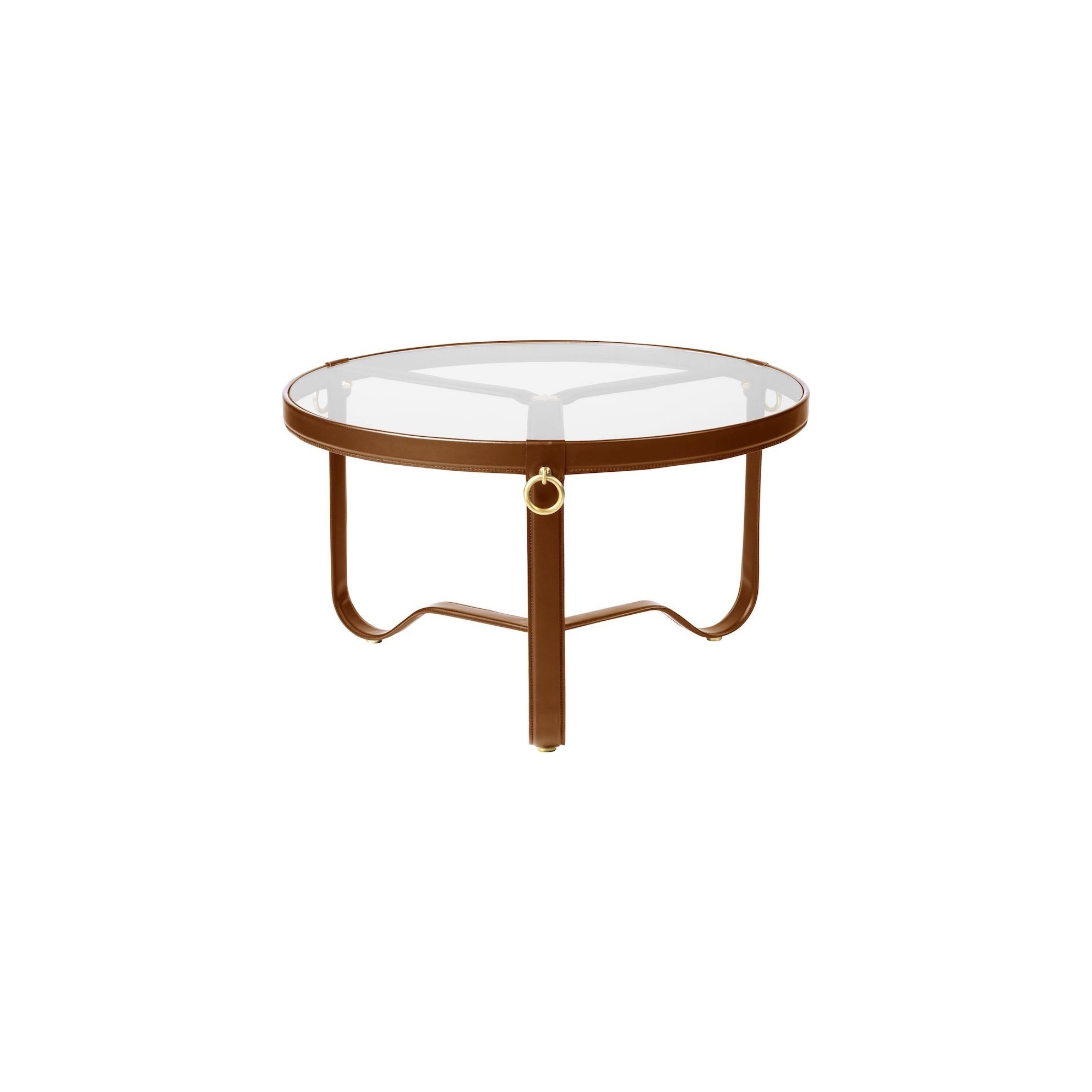 cuir brun - Ø70cm - table basse Adnet - Gubi